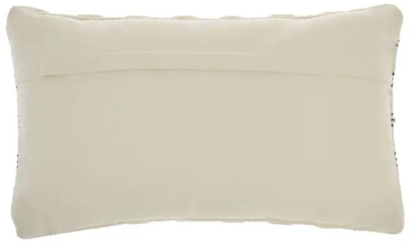 12" X 20" Ivory and Blue Striped Cotton Blend Throw Pillow With Texture