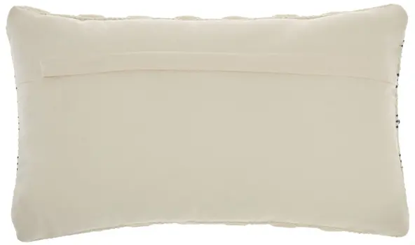 12" X 20" Ivory and Blue Striped Cotton Blend Throw Pillow With Texture