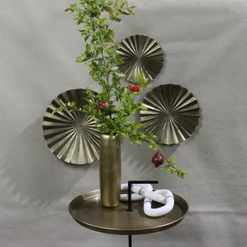 22" Brass and Black Metal Round End Table