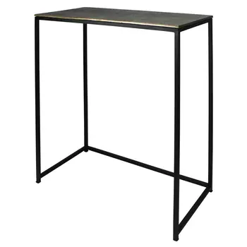 Set of Three Brass and Black Aluminum and Iron Frame Nested Tables