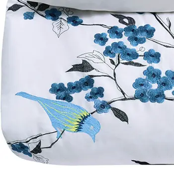 Blue and White Queen 100% Cotton 200 Thread Count Washable Duvet Cover Set
