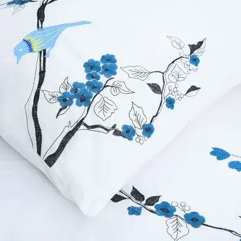 Blue and White King 100% Cotton 200 Thread Count Washable Duvet Cover Set