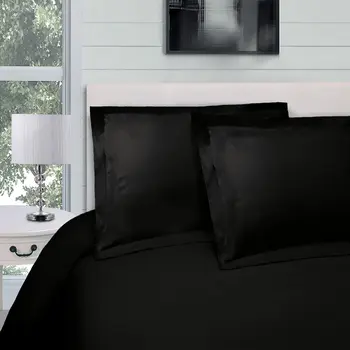 Black King Cotton Blend 300 Thread Count Washable Duvet Cover Set