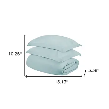 Light Blue Queen Cotton Blend 400 Thread Count Washable Duvet Cover Set