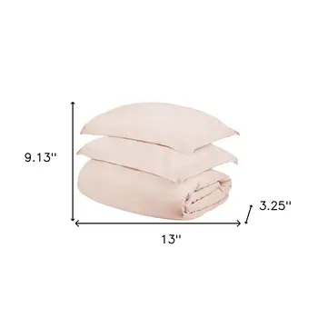 Pink Twin Cotton Blend 400 Thread Count Washable Duvet Cover Set