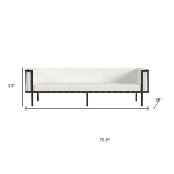 77" Black Iron and Cushions Patio Sofa