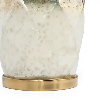 22" White and Gold Mercury Glass Table Lamp With White Cone Shade