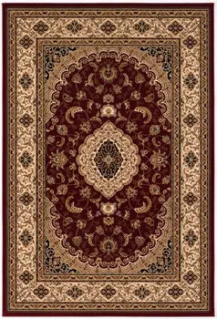 10' X 13' Red and Beige Oriental Distressed Area Rug