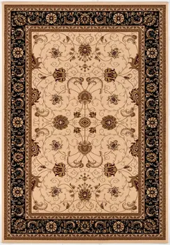 10' X 13' Black and Tan Oriental Washable Non Skid Area Rug