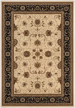 10' X 13' Black and Tan Oriental Washable Non Skid Area Rug