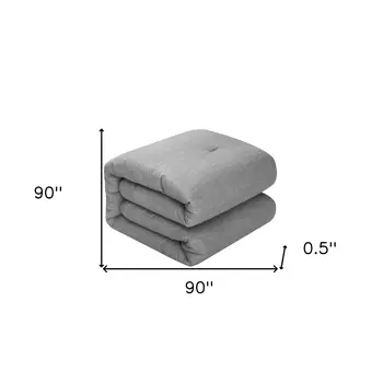 Gray Queen 100% Cotton 140 Thread Count Washable Down Comforter Set
