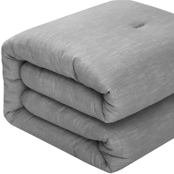 Gray Queen 100% Cotton 140 Thread Count Washable Down Comforter Set