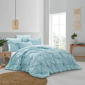 Blue Queen Polyester 180 Thread Count Washable Down Comforter Set