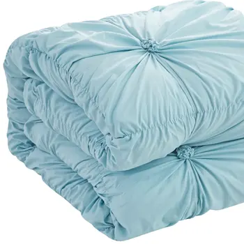 Blue Queen Polyester 180 Thread Count Washable Down Comforter Set