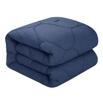 Navy Blue Twin Polyester 180 Thread Count Washable Down Comforter Set