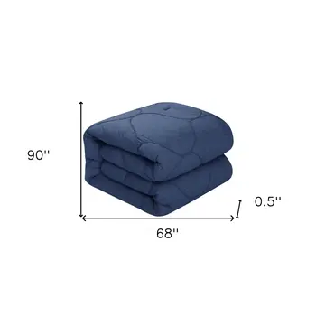 Navy Blue Twin Polyester 180 Thread Count Washable Down Comforter Set