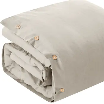 Beige King 100% Cotton 140 Thread Count Washable Duvet Cover Set