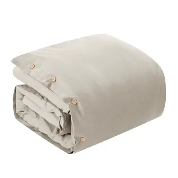Beige King 100% Cotton 140 Thread Count Washable Duvet Cover Set