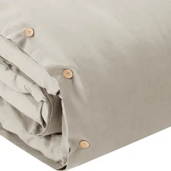 Beige King 100% Cotton 140 Thread Count Washable Duvet Cover Set