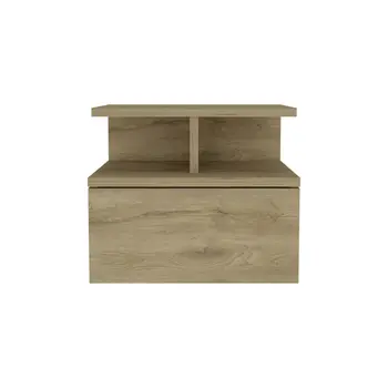 12" Beige Wood One Drawer Nightstand