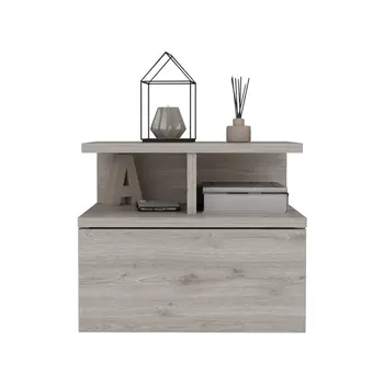 12" Light Gray Wood One Drawer Nightstand