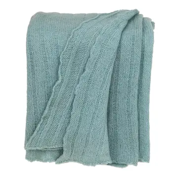 62" X 50" Blue Woven Wool Throw Blanket