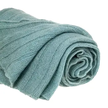 62" X 50" Blue Woven Wool Throw Blanket