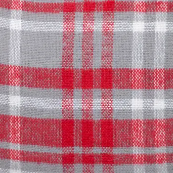 16" Red and White Plaid Cotton Throw Pillow