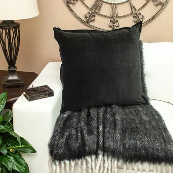24" Black Velvet Throw Pillow
