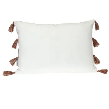 14" X 20" Beige and Brown Southwestern Cotton Throw Pillow With Tassels