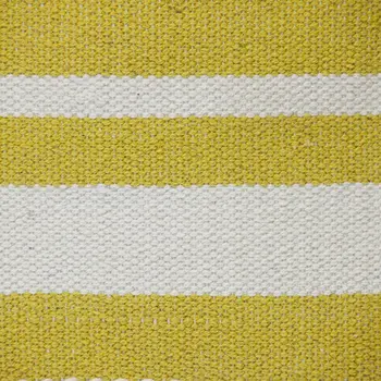 18" Yellow And White Striped Cotton Throw Pillow