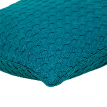 14" X 26" Teal Cotton Lumbar Throw Pillow with Texture