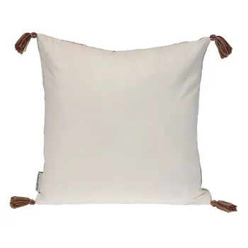 18" Pink and Orange Cotton Throw Pillow with Tassels