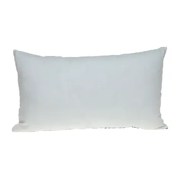 14" X 24" Green and White Cotton Lumbar Throw Pillow with Embroidery