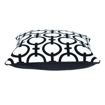 20" Black and White Geometric Cotton Throw Pillow