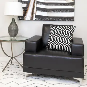 20" Black Geometric Cotton Throw Pillow
