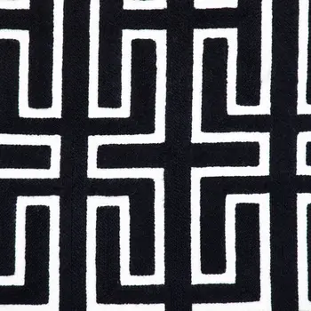 20" X 20" Black Geometric Cotton Zippered Pillow