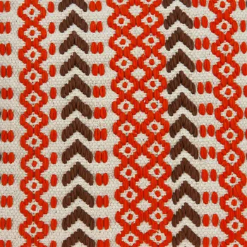 20" Beige and Orange Striped Cotton Blend Throw Pillow