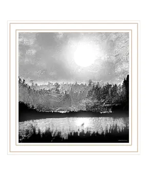 Big Moon Lake White Framed Print Wall Art