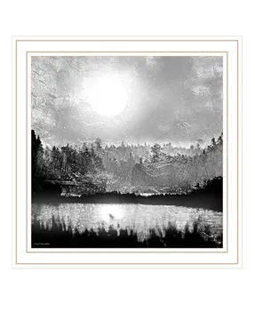 Big Moon Lake White Framed Print Wall Art