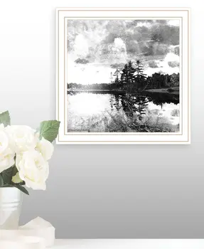 Lakeside Pines White Framed Print Wall Art