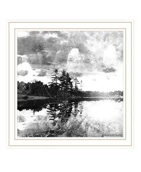 Lakeside Pines White Framed Print Wall Art