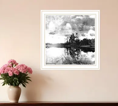 Lakeside Pines White Framed Print Wall Art