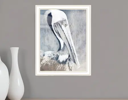 PELICAN White Framed Print Wall Art