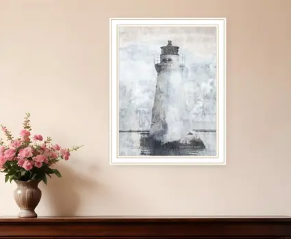 Lighthouse White Framed Print Wall Art