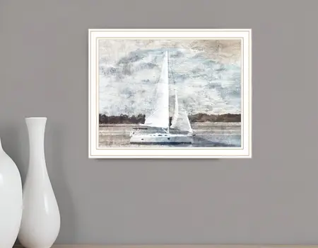Sailboat on Water White Framed Print Wall Art