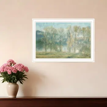 Peaceful Tree Line White Framed Print Wall Art