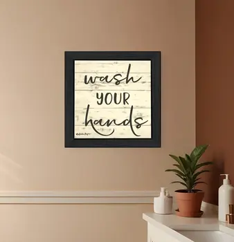 Wash Your Hands Black Framed Print Bathroom Wall Art