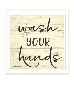 Wash Your Hands White Framed Print Bathroom Wall Art