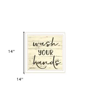 Wash Your Hands White Framed Print Bathroom Wall Art